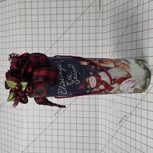 Hand Crafted Blue and White Drink/Wine Bottle Holiday Decor, NWOT